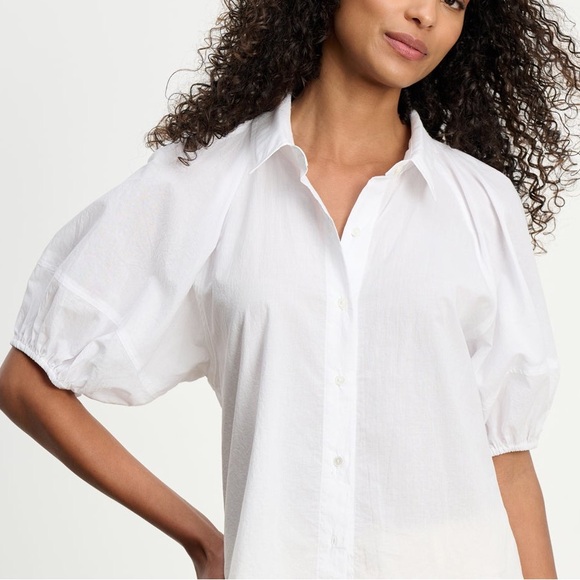 Antonio Melani Linen Blend Button Up Blouse Pouf Short Sleeve Sz XL - Picture 14 of 14